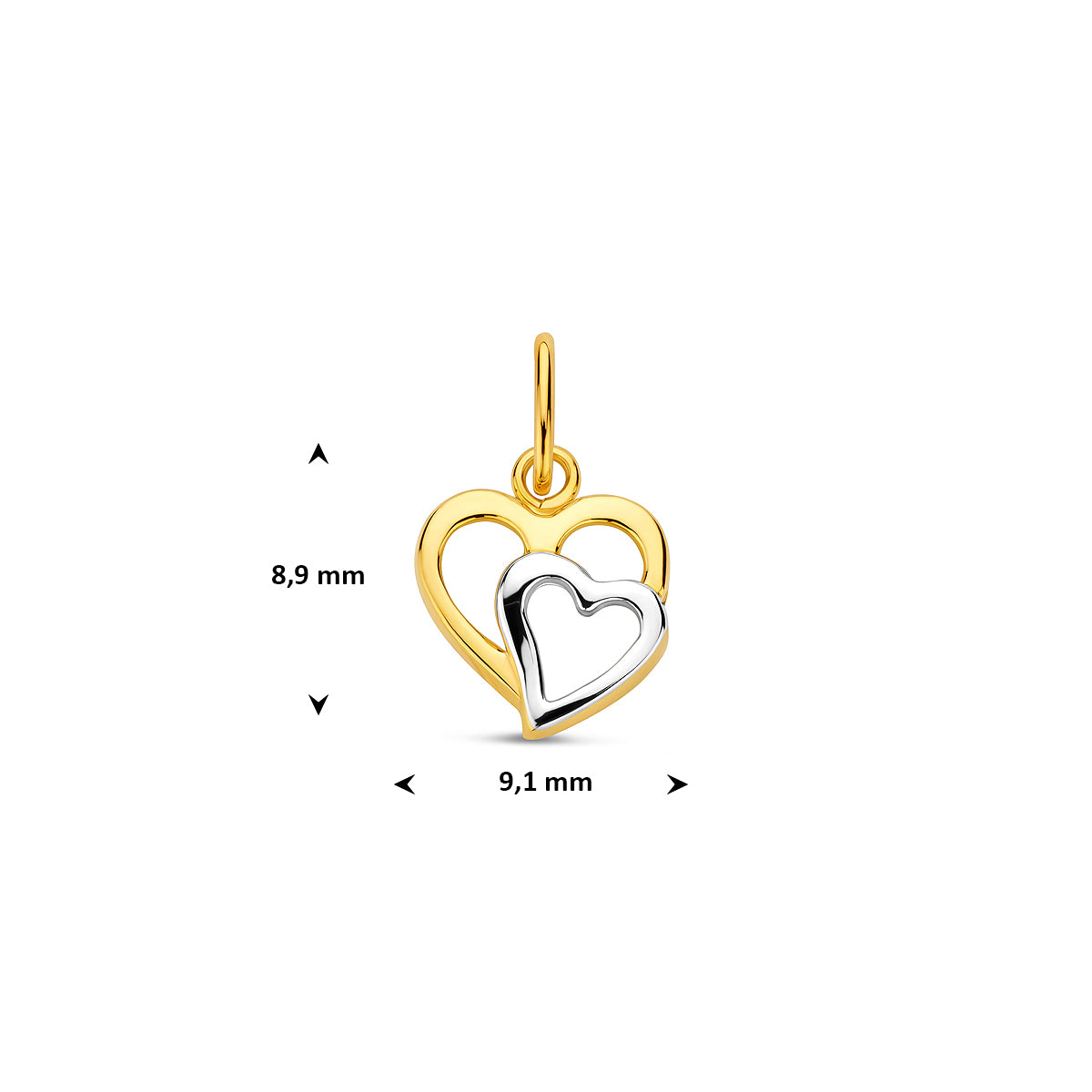 Bicorina bicolor gouden hart hanger schuin perspectief dames sieraad - City Juwelier