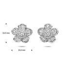 Bloem oorknoppen zilver met zirkonia achterkant en sluiting - City Juwelier