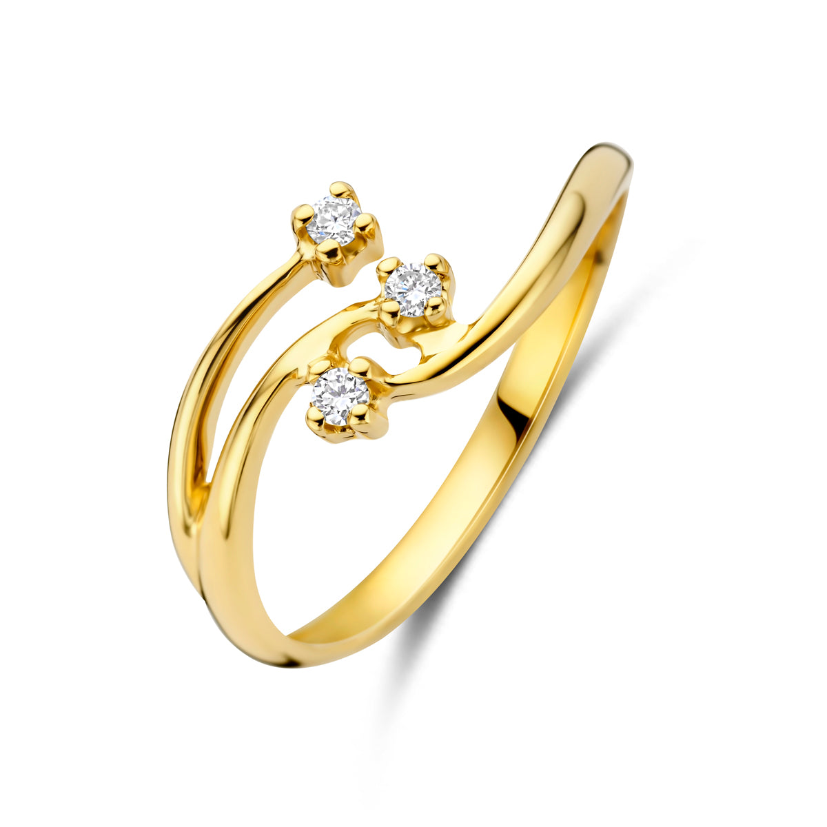 Brilliana gouden ring met diamant voor vrouwen - vooraanzicht - City Juwelier