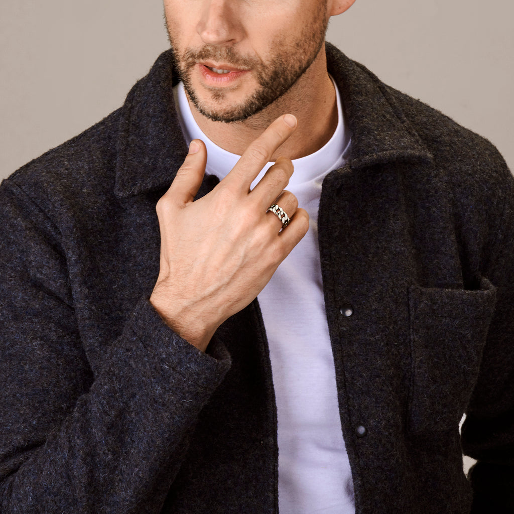 Heren schakelring - 925 zilver - geoxideerd