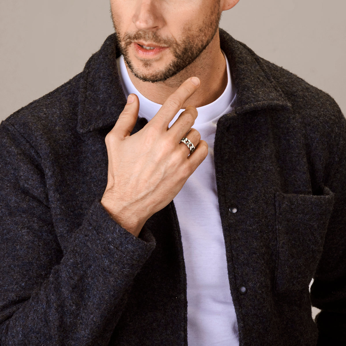 Heren schakelring - 925 zilver - geoxideerd