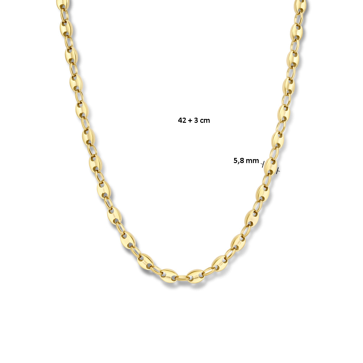 Cafelina goudkleurige ketting op model gedragen - stijlvolle dames sieraden - City Juwelier