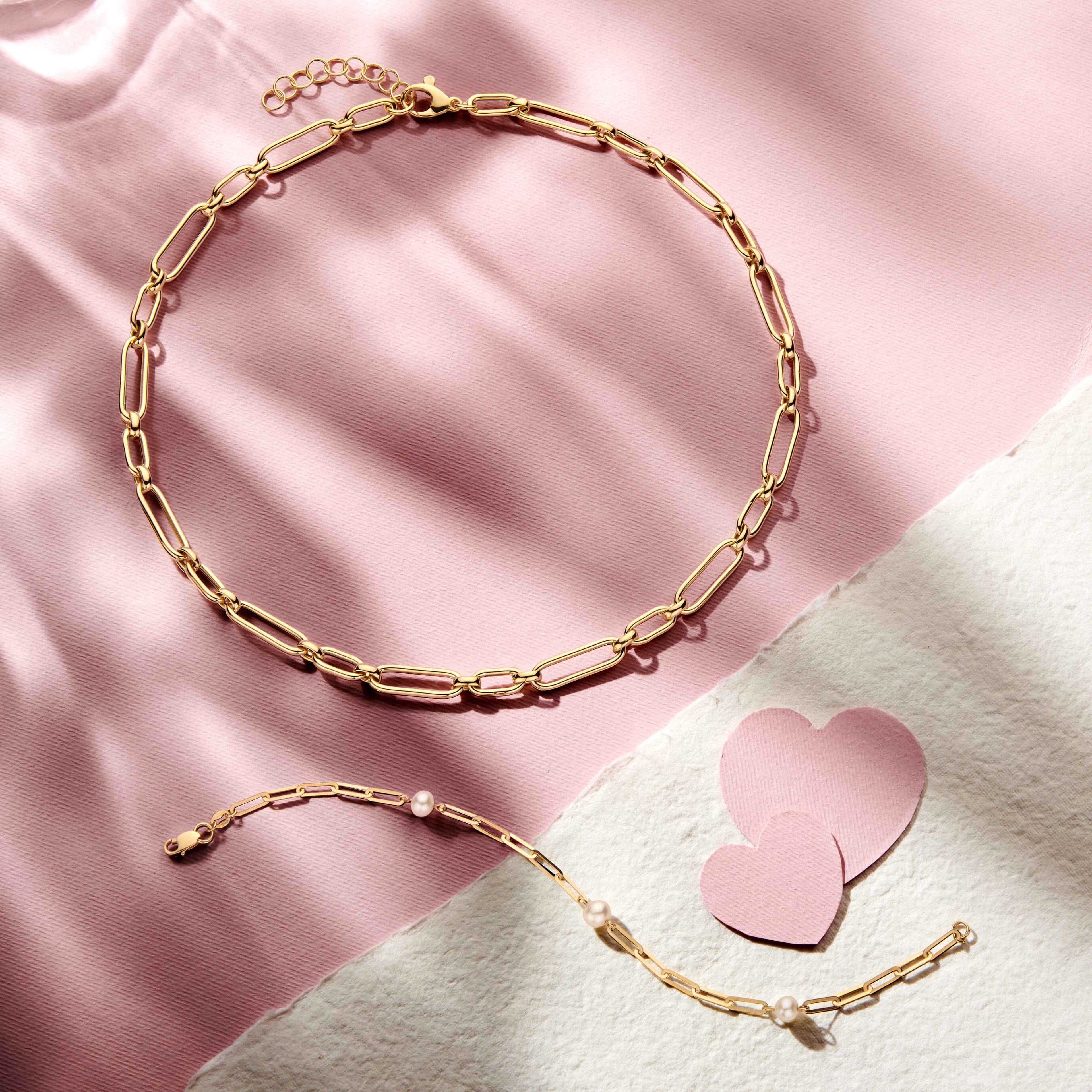 Caterina gouden ketting 925 zilver verguld vooraanzicht - City Juwelier