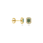 Azurina - Oorknoppen met Amethist en Diamant - 14K Geelgoud