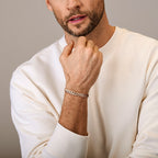 Close-up 8-zijdig geslepen schakels van zilveren heren armband - City Juwelier