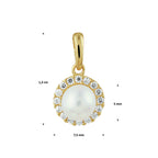Close-up detail van 14K gouden hanger met zoetwaterparel - City Juwelier