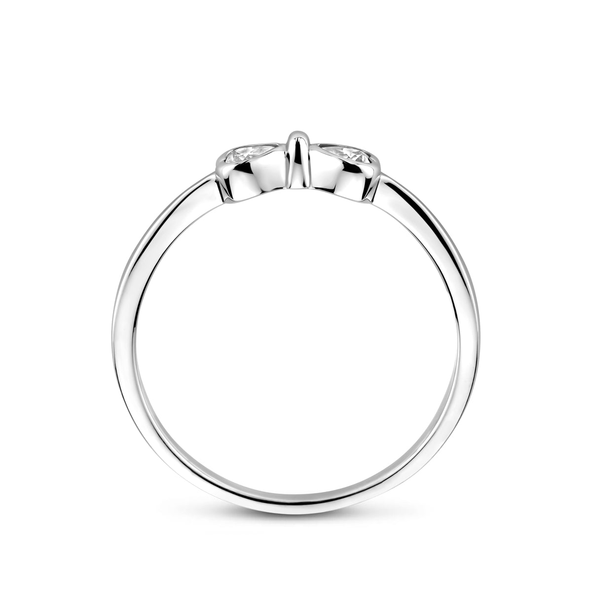 Close-up detail van 925 sterling zilveren strik ring - City Juwelier