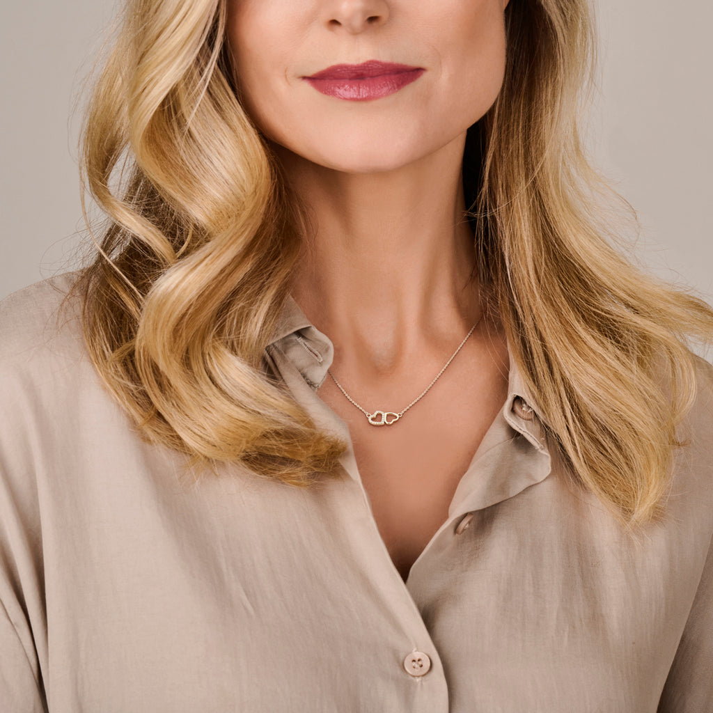 Close-up dubbele hartjes hanger in 925 zilver - City Juwelier