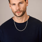 Close-up figaro schakels van zilveren herenketting in sterling zilver - City Juwelier