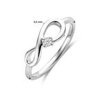 Close-up gerhodineerde afwerking zilveren infinity ring met zirkonia - City Juwelier