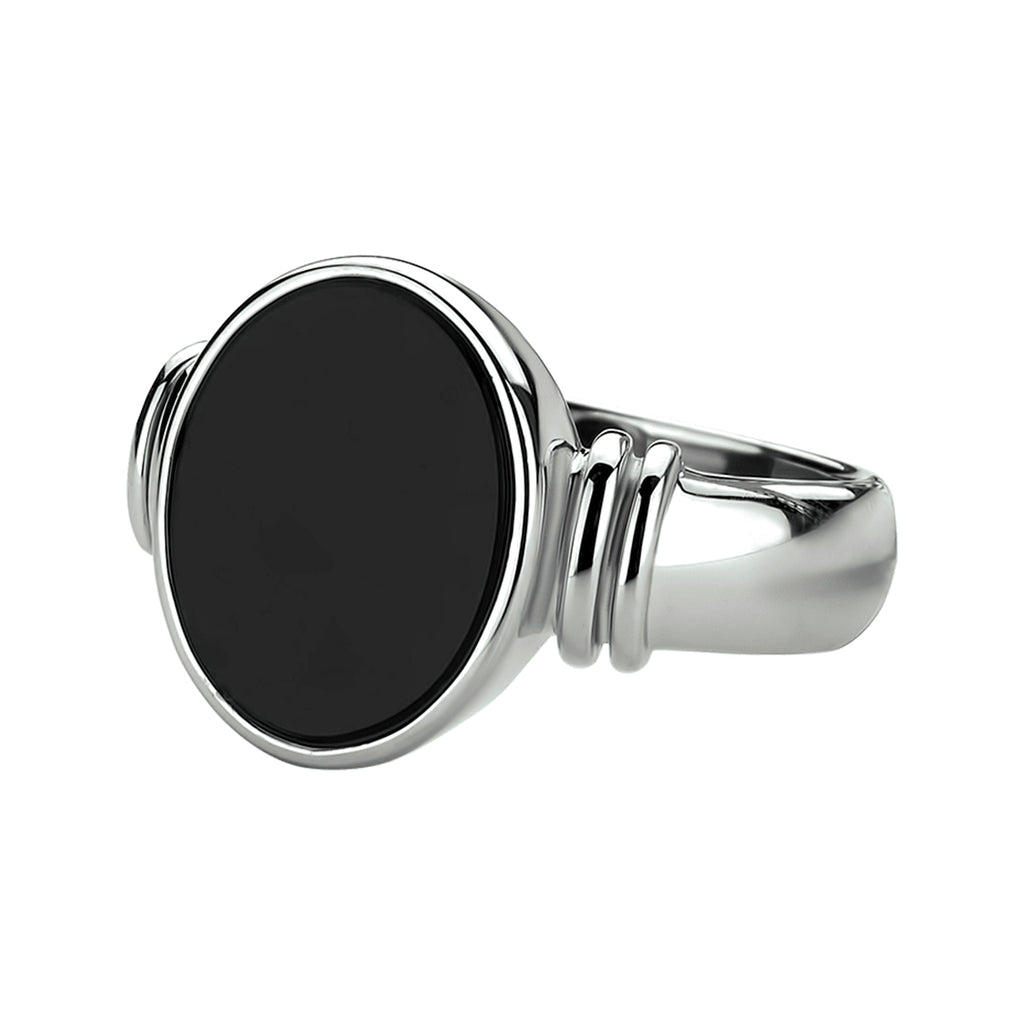 Close-up gerhodineerde zilveren ring onyx voor mannen - City Juwelier
