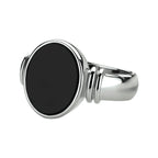 Close-up gerhodineerde zilveren ring onyx voor mannen - City Juwelier