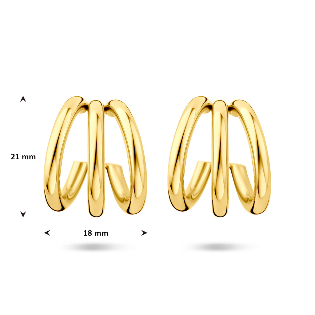 Close-up gouden stekeroorringen stainless steel - City Juwelier