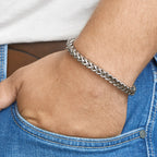 Close-up massieve schakels van zilveren gourmette armband - City Juwelier