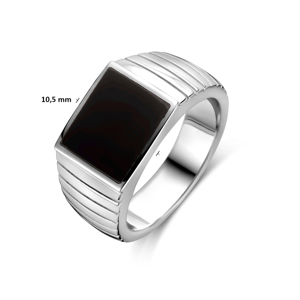 Close-up onyx steen in 925 sterling zilveren zegelring - City Juwelier