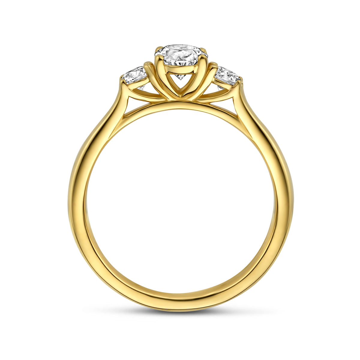 Close-up van 14K gouden ring met 0.99 karaat lab grown diamant voor vrouwen - City Juwelier