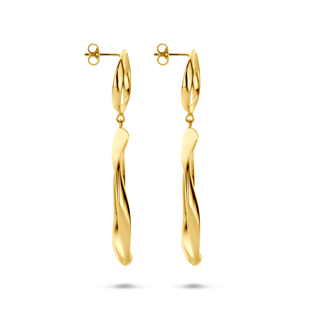 Close-up van 925 zilver gold plated oorbellen vooraanzicht - City Juwelier