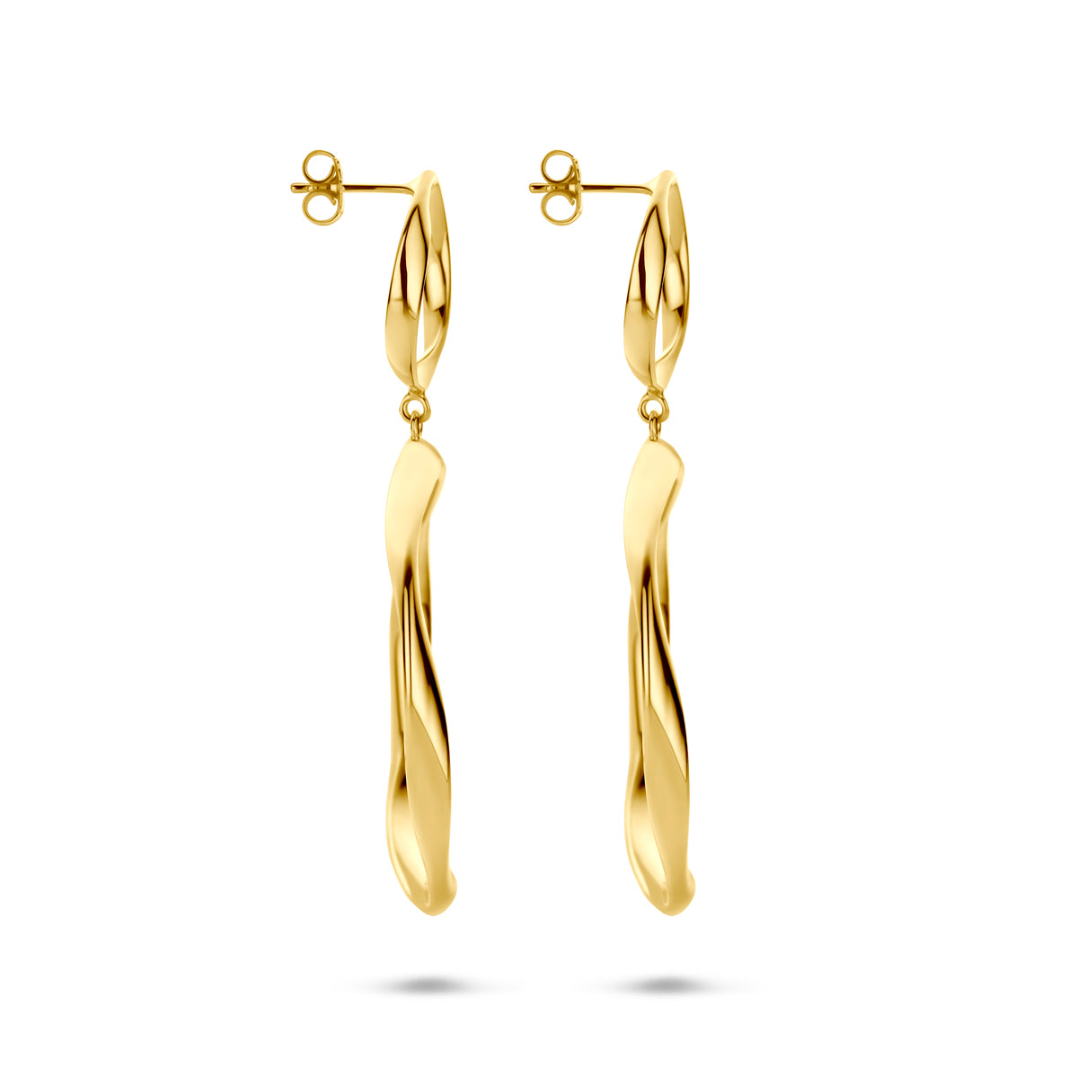 Close-up van 925 zilver gold plated oorbellen vooraanzicht - City Juwelier