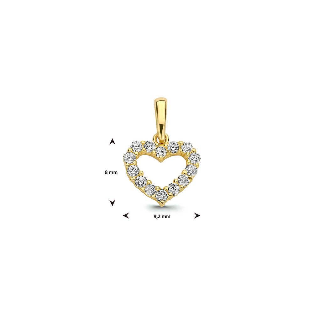 Close-up van gouden hart hanger keurmerk 375 - City Juwelier