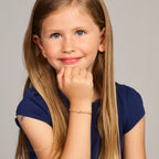 Close-up van gouden hartjesschakels 1,5 mm van kinderarmband - City Juwelier
