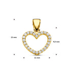 Close-up van hartvormige zirkonia in 14K gouden hanger - City Juwelier