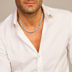 Close-up van koningsschakel schakels in zilverkleurig stainless steel - City Juwelier