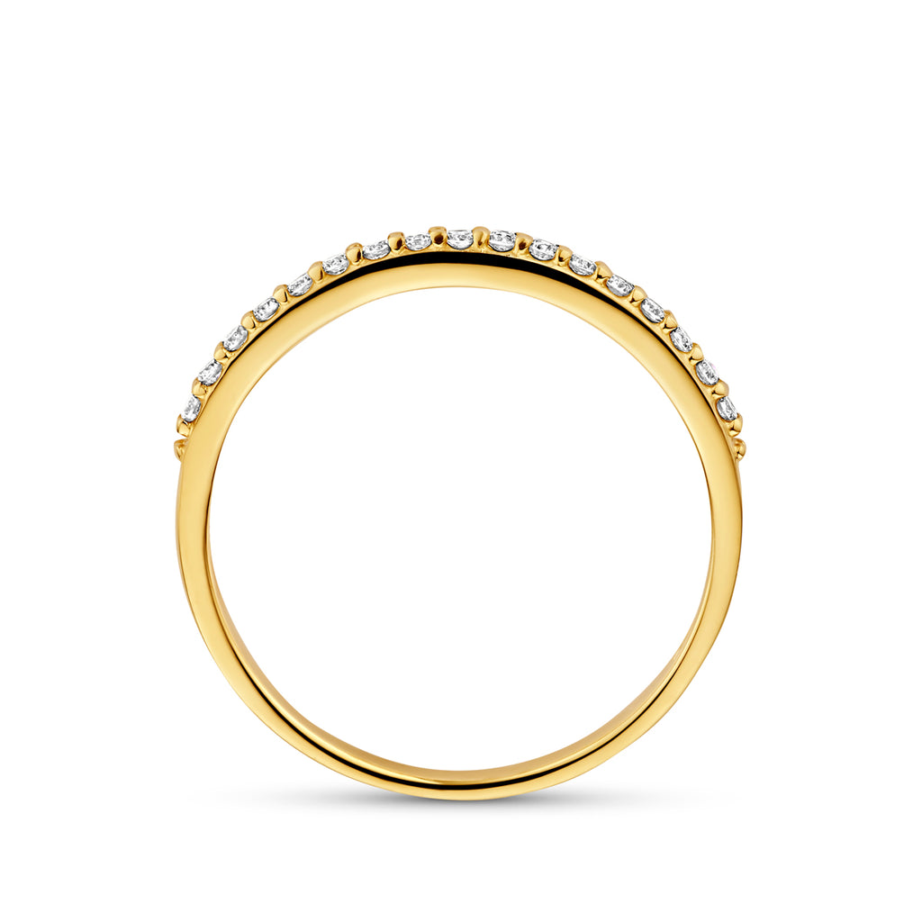 Close-up van lab grown diamant in gouden ring - City Juwelier