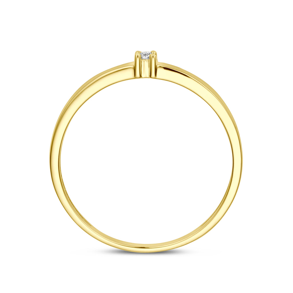 Close-up van natuurlijke diamant in 14K geelgouden ring - City Juwelier