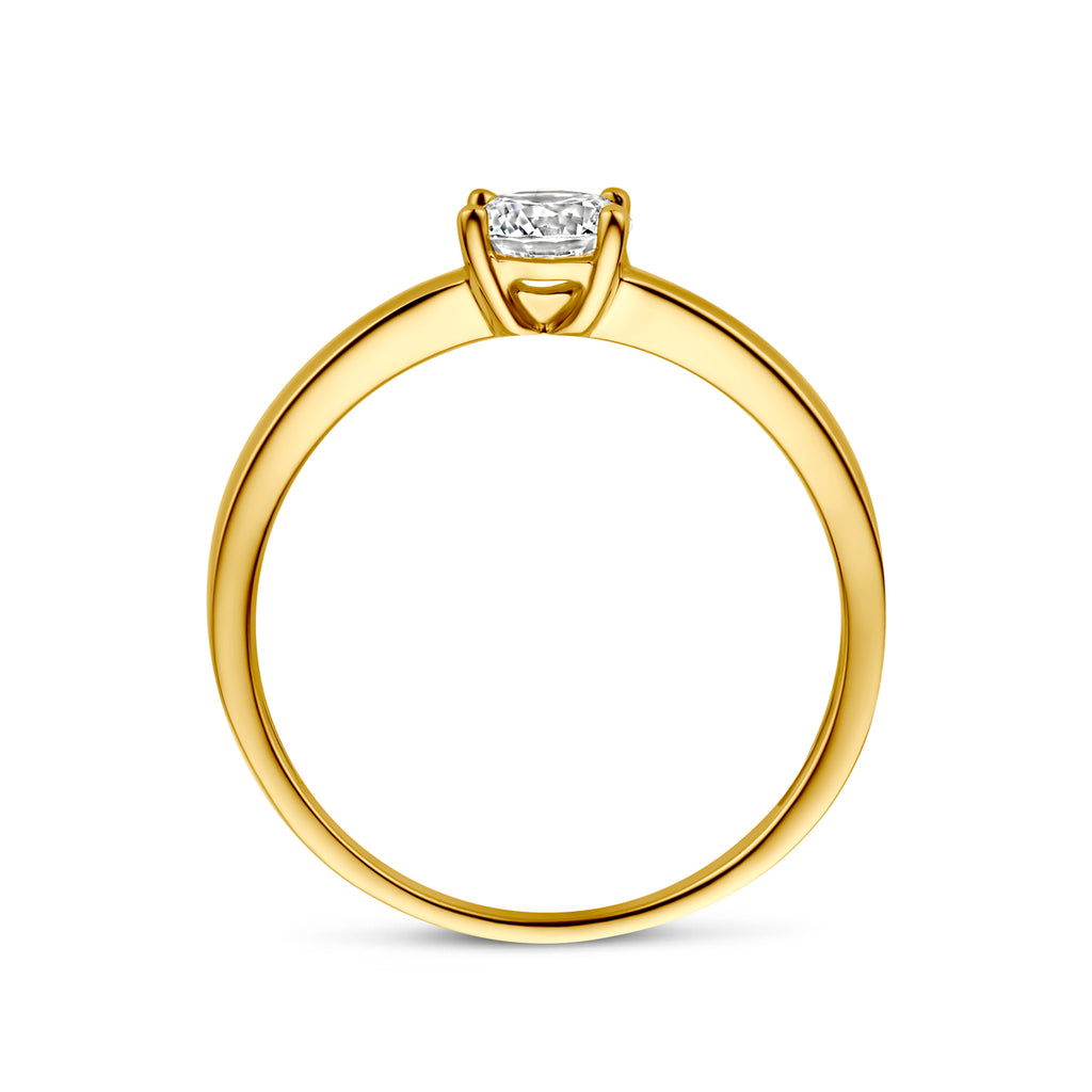 Close-up vergulde ring met zirkonia detail voor vrouwen - City Juwelier
