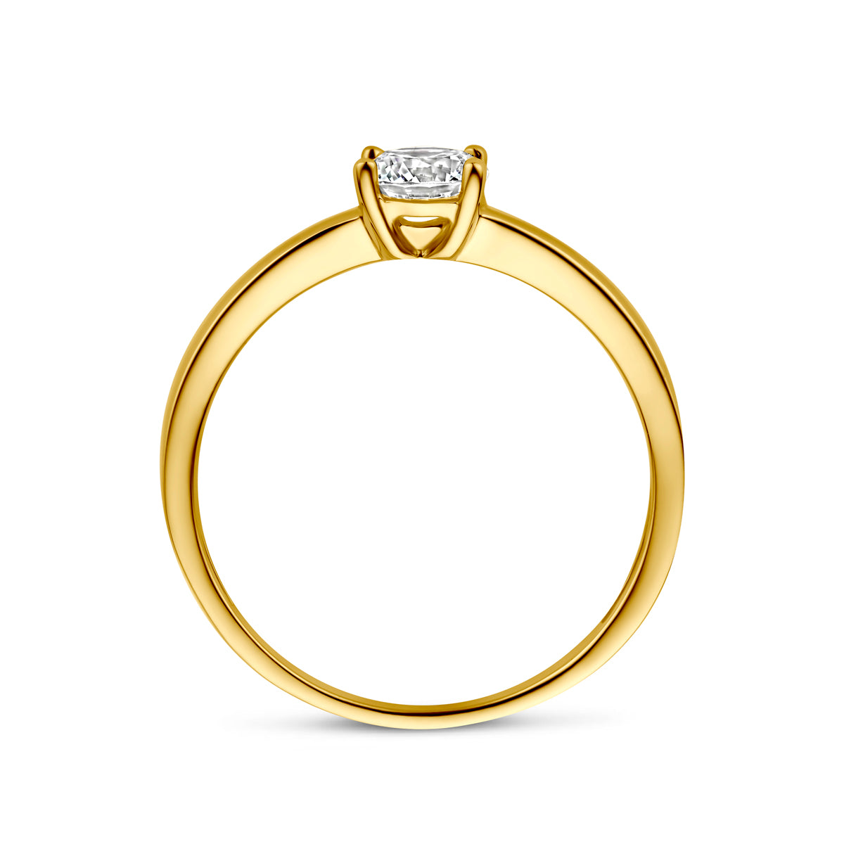 Close-up vergulde ring met zirkonia detail voor vrouwen - City Juwelier