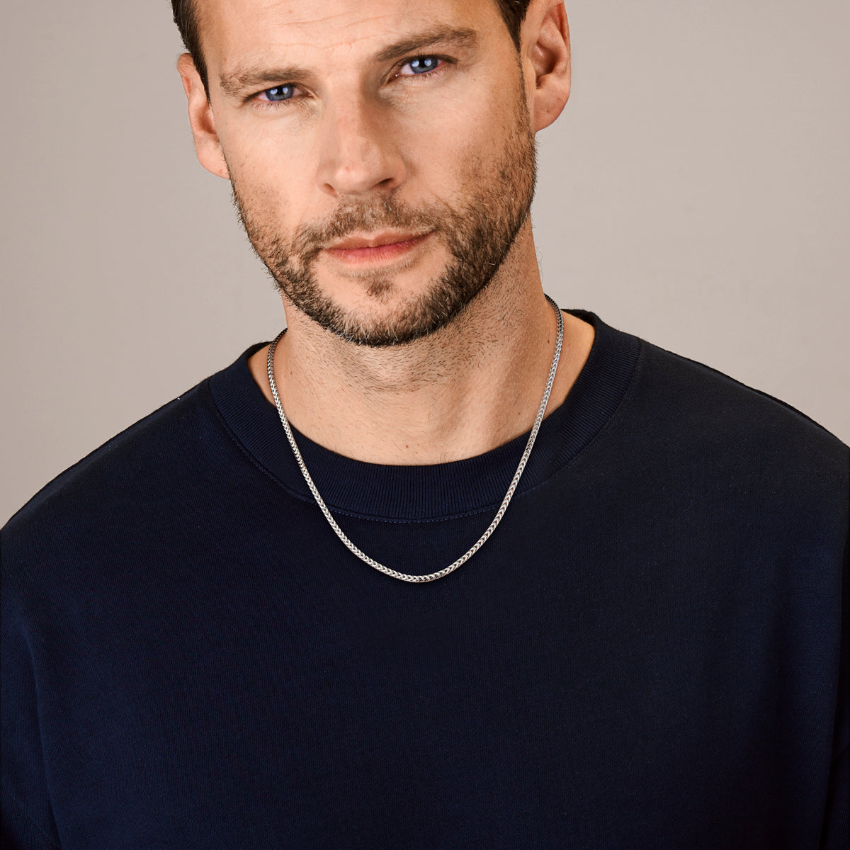 Close-up vossestaartschakels zilveren heren armband Vulpinella zilverkleurig - City Juwelier