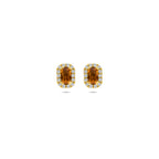 Azurina - Oorknoppen met Amethist en Diamant - 14K Geelgoud