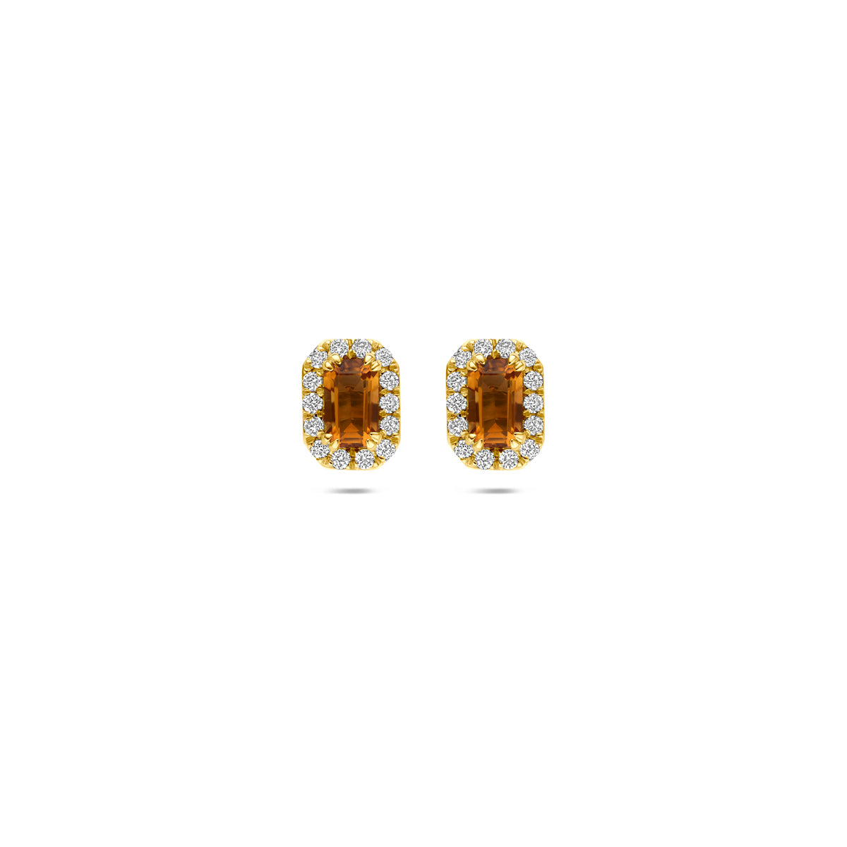 Azurina - Oorknoppen met Amethist en Diamant - 14K Geelgoud