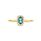 Dames ring geelgoud met topaas en diamanten detail van de zetting - City Juwelier