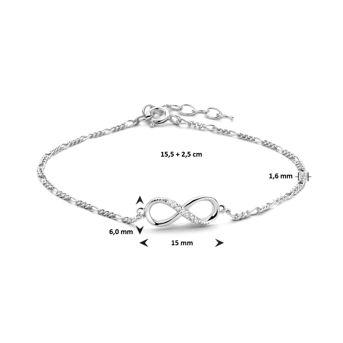 Eterna – Infinity Armband Zirkonia -  925 Zilver