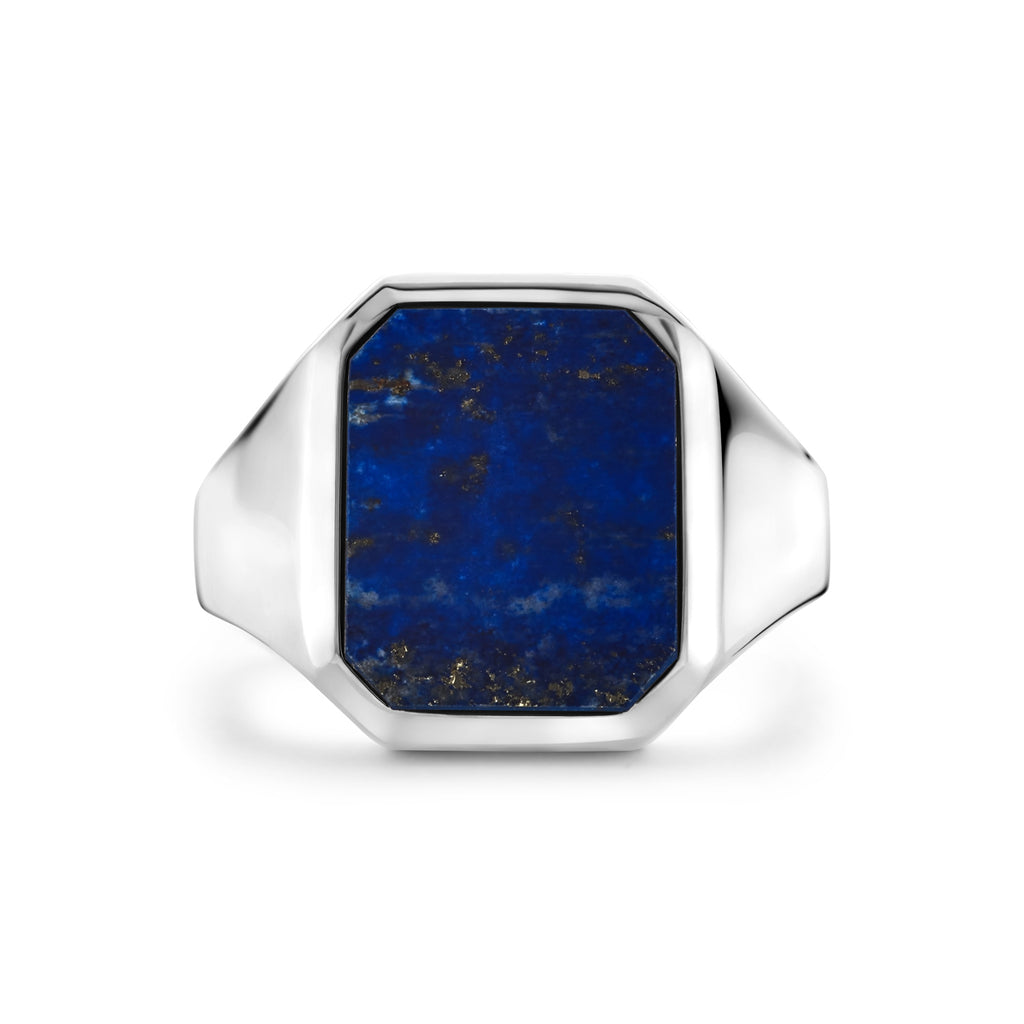 Detail 925 sterling zilver zegelring met blauwe lapis lazuli - City Juwelier