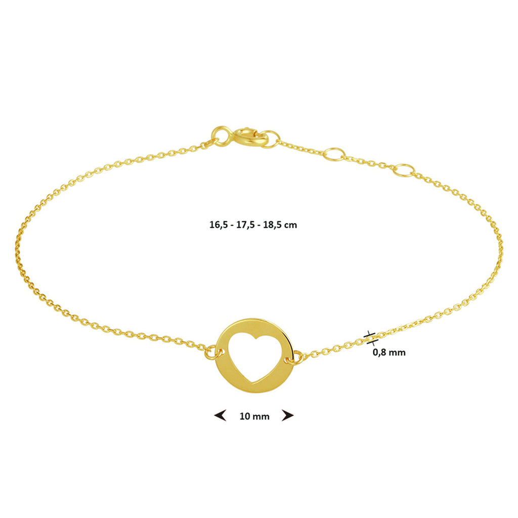 Detail gepolijst 14K gouden armband met hart voor dames - City Juwelier