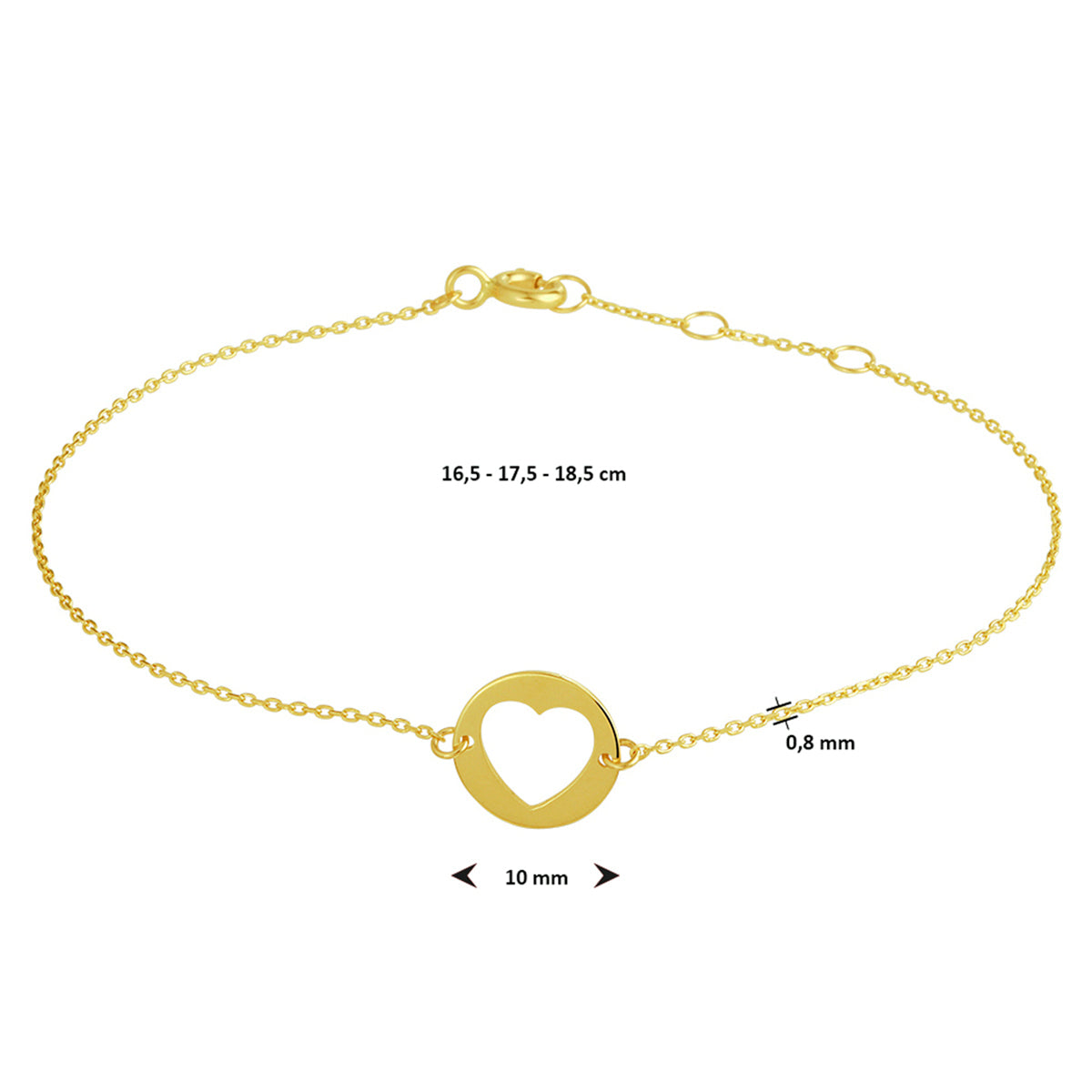 Detail gepolijst 14K gouden armband met hart voor dames - City Juwelier