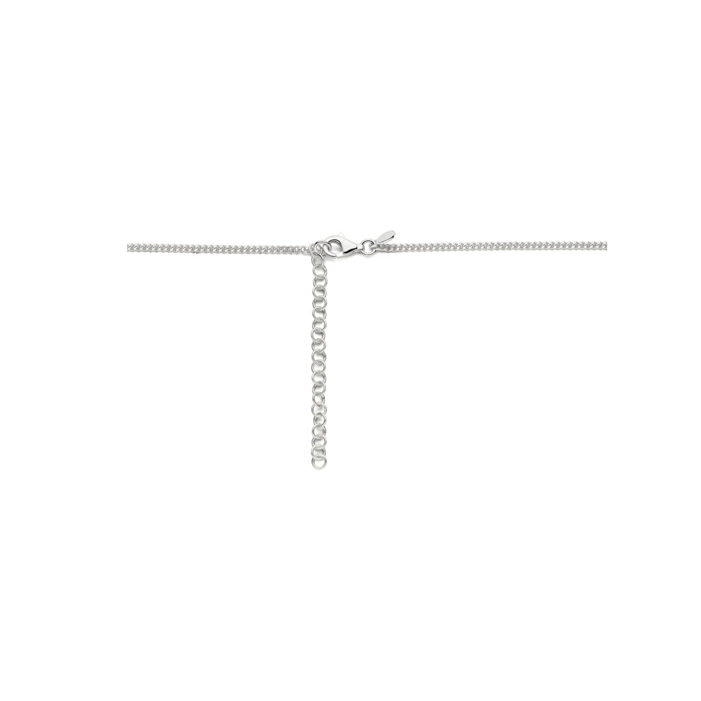Detail gerhodineerde 925 zilver hart ketting met rode steen - City Juwelier