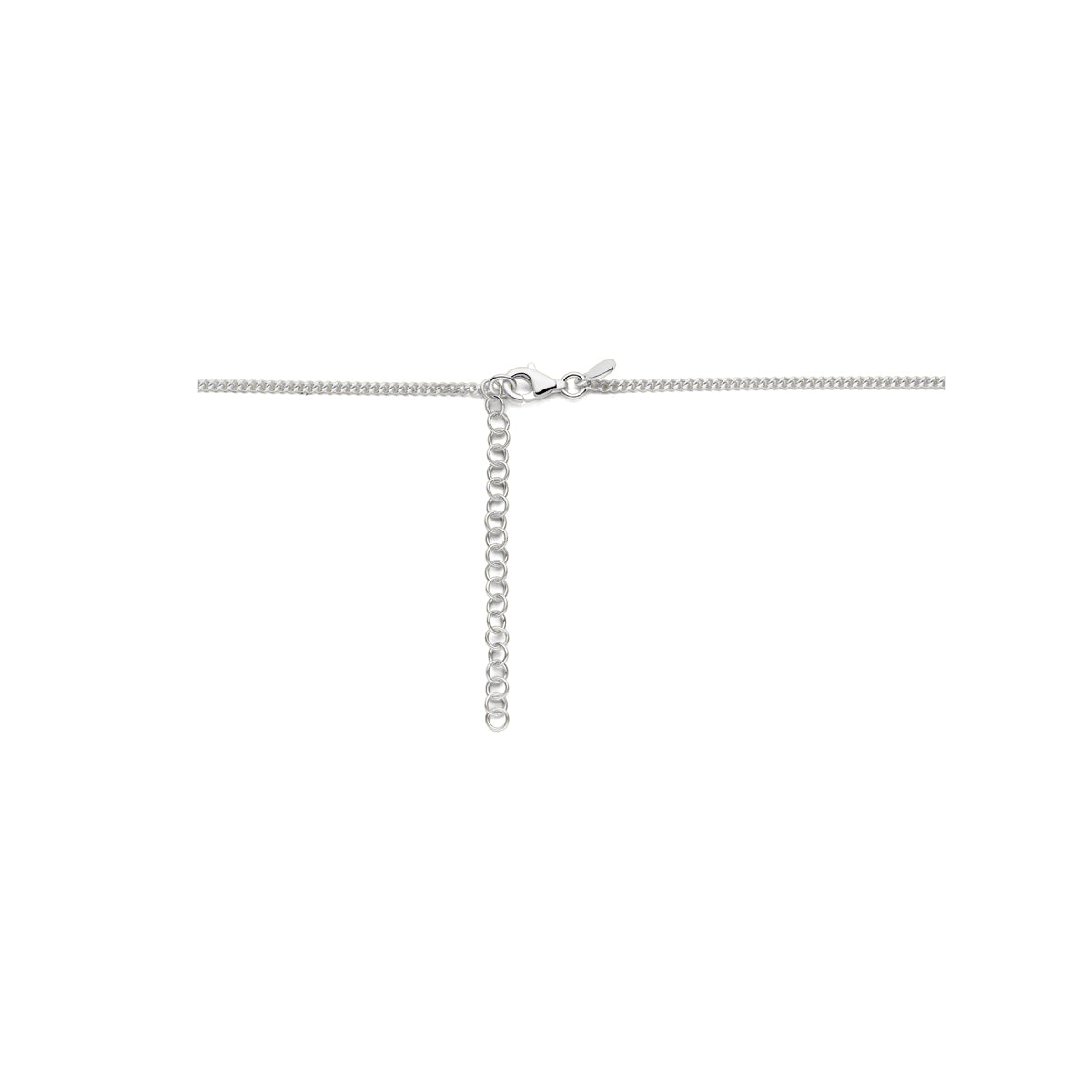 Detail gerhodineerde 925 zilver hart ketting met rode steen - City Juwelier