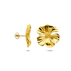 Detail gouden bloem oorbellen stainless steel - City Juwelier