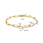 Detail gouden dames armband met parel hanger - City Juwelier