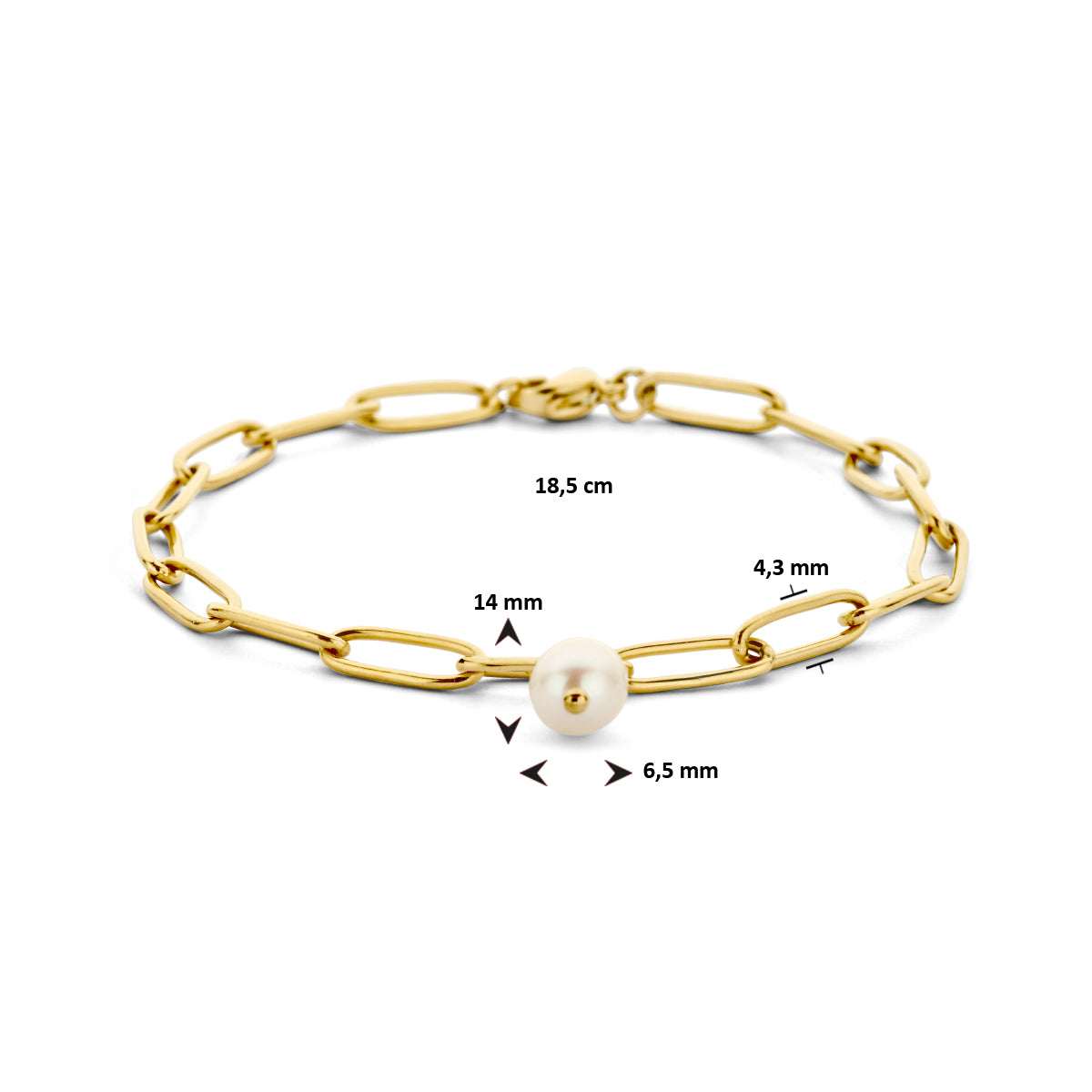 Detail gouden dames armband met parel hanger - City Juwelier