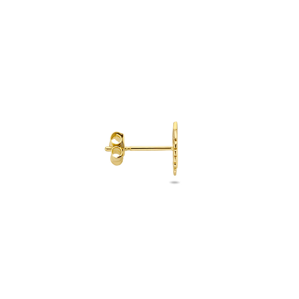Detail gouden oorknop met poussette sluiting 14K geelgoud - City Juwelier