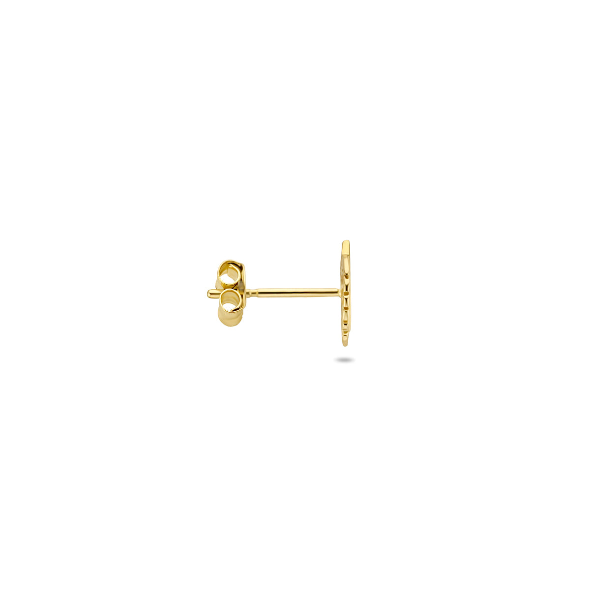 Detail gouden oorknop met poussette sluiting 14K geelgoud - City Juwelier