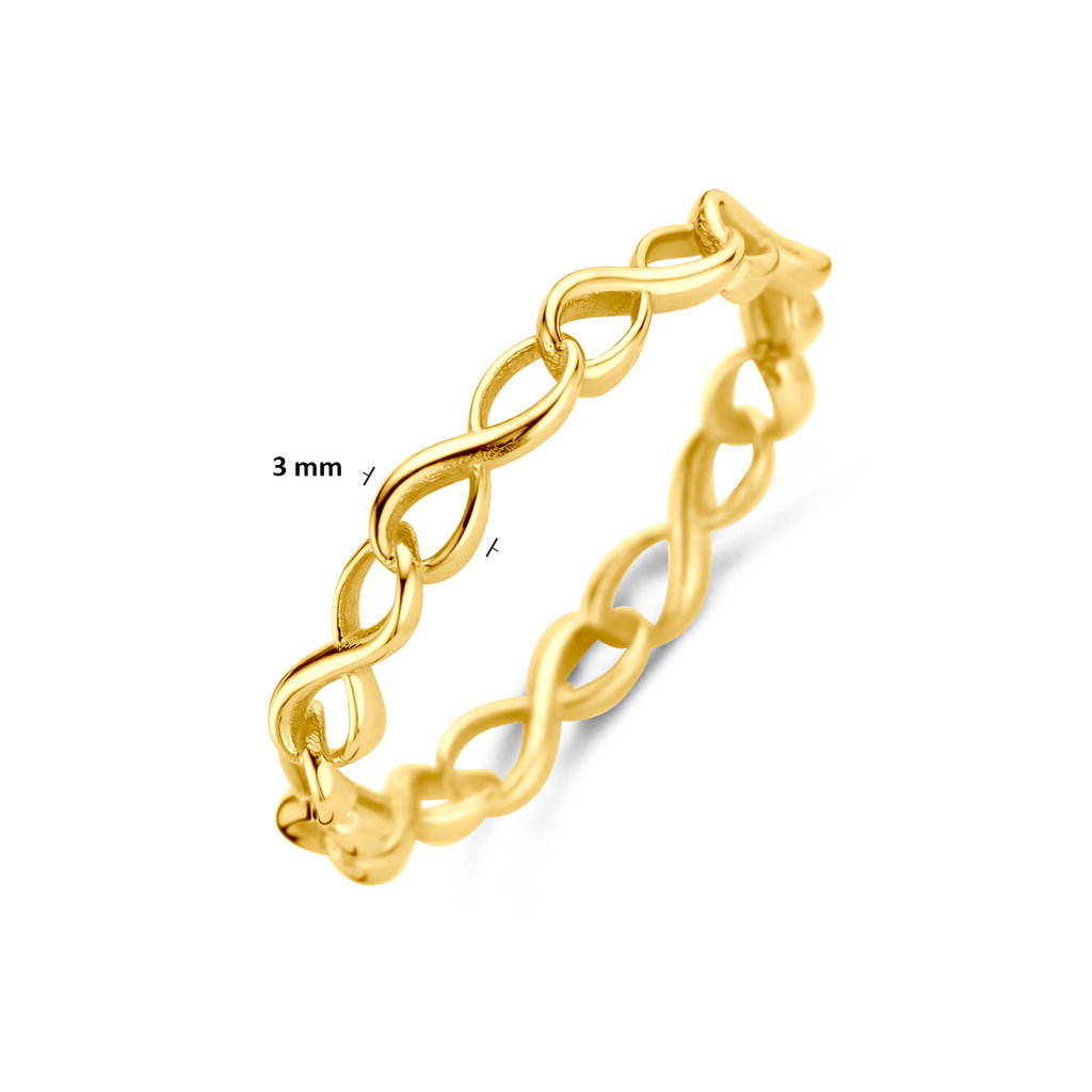Detail hoogglans gepolijste 14K gouden infinity ring - City Juwelier