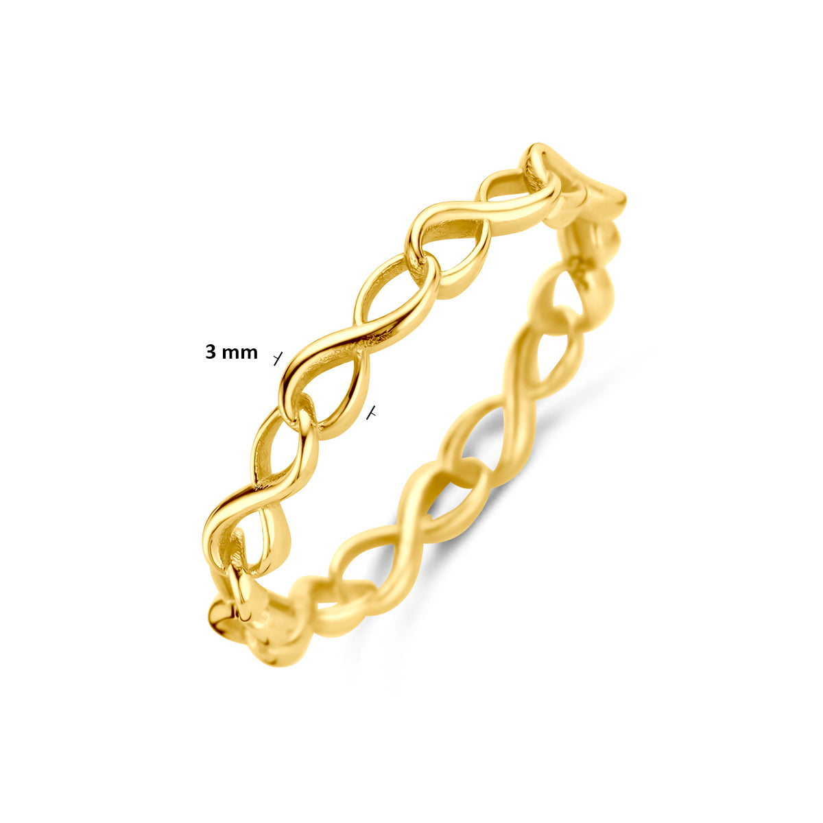 Detail hoogglans gepolijste 14K gouden infinity ring - City Juwelier