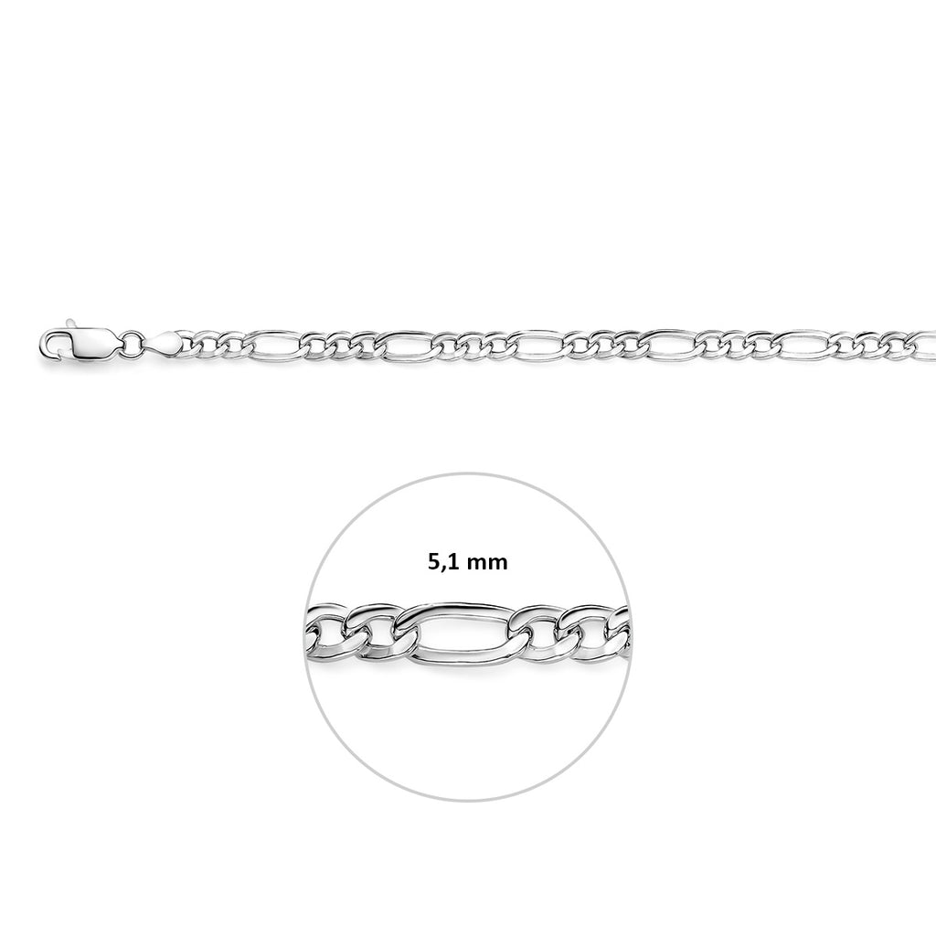 Detail karabijnsluiting zilveren figaro ketting voor mannen - City Juwelier