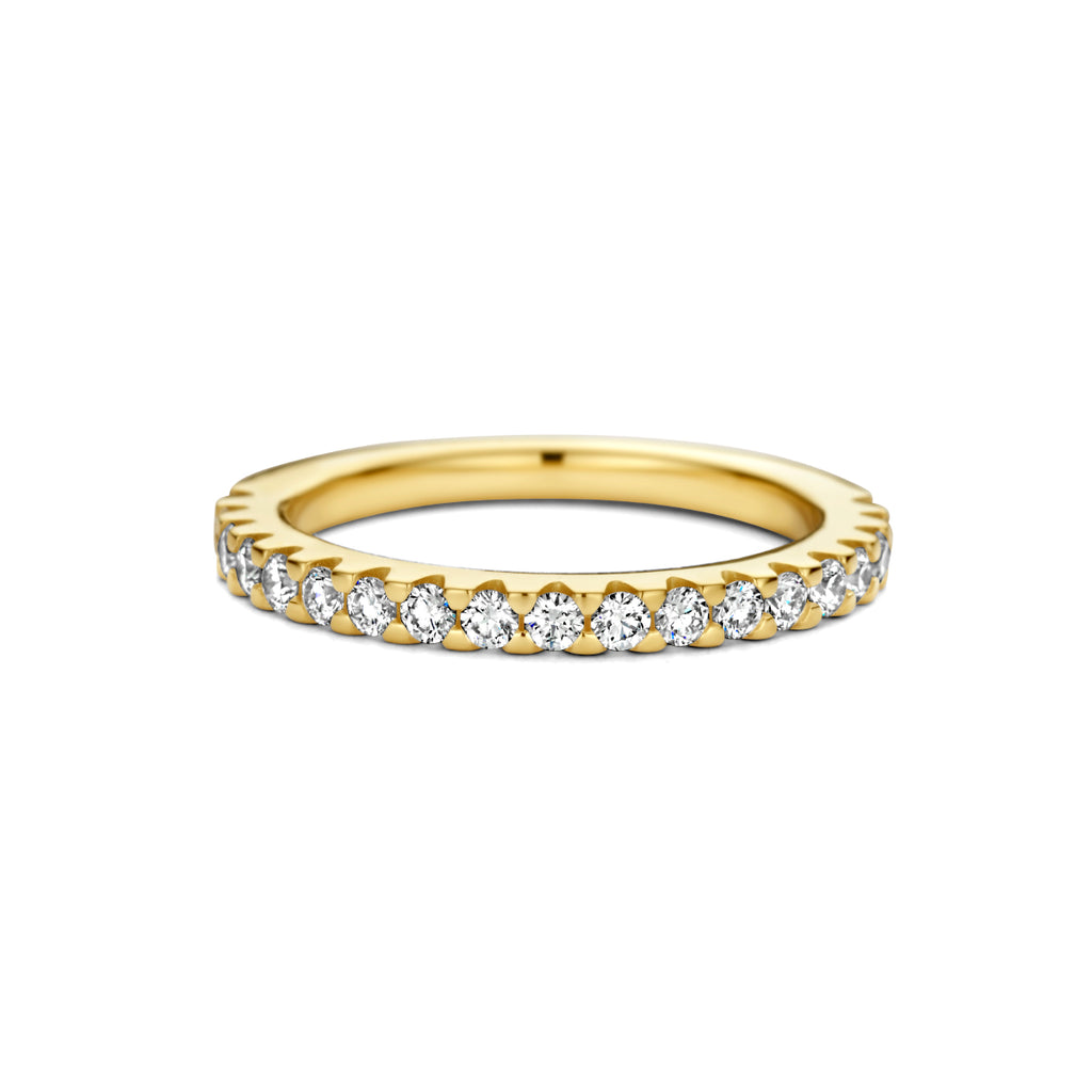 Detail natuurlijke diamanten in geelgouden ring H SI kwaliteit - City Juwelier