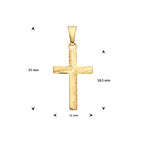 Detail oogje gouden kruishanger 9K geelgoud gehamerd voor vrouwen - City Juwelier